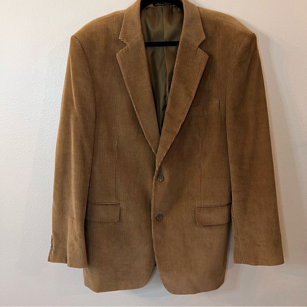 Hunt Valley Gentleman's Clothing Corduroy Coat Blazer Brown Jacket Size 44L
